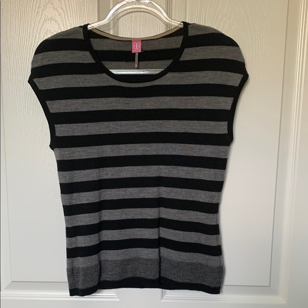 Black and Gray Striped Women's Top